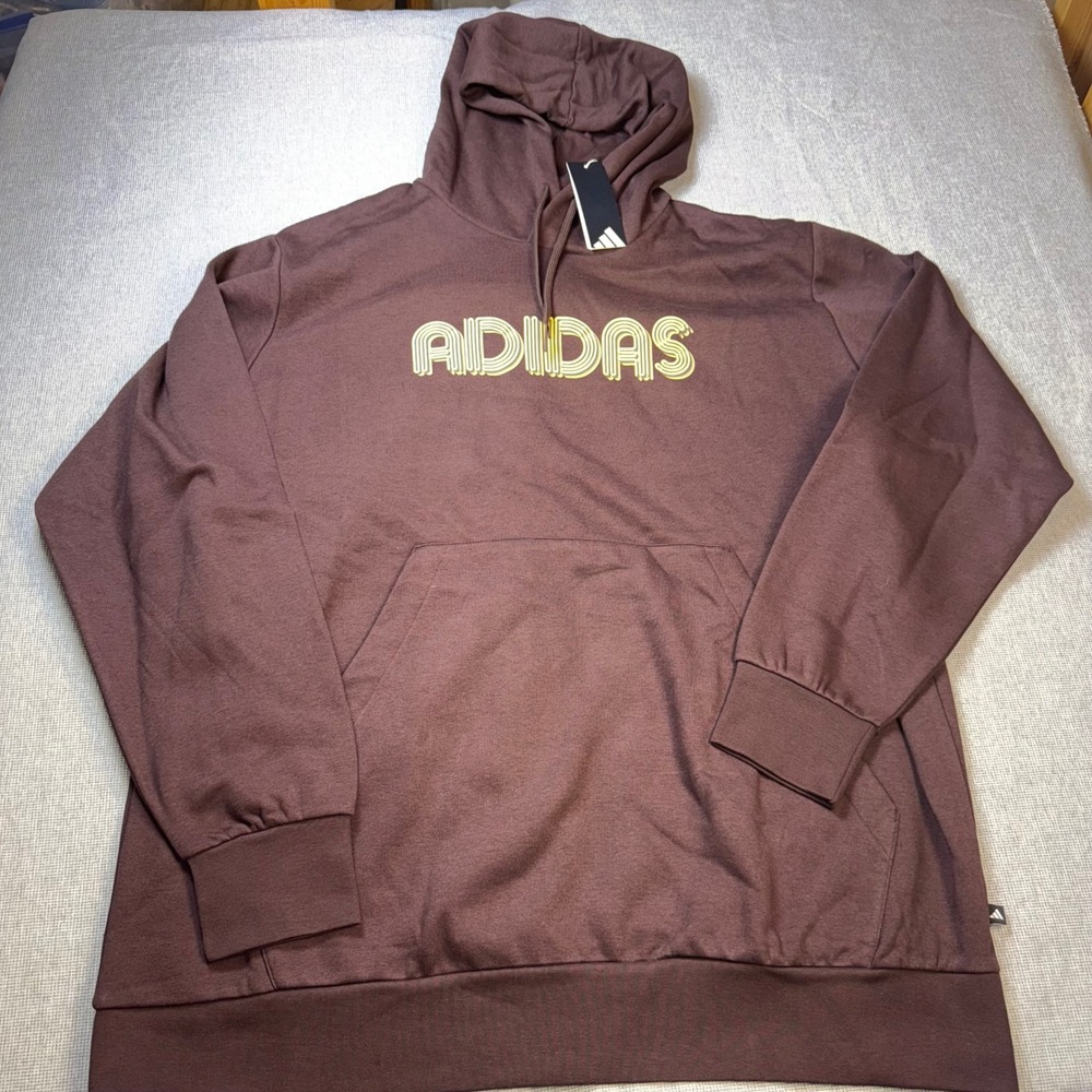 Adidas Mens M EVO LIN HD Hoodie Shadow Brown 3XLT KD4728 Pullover Sweatshirt